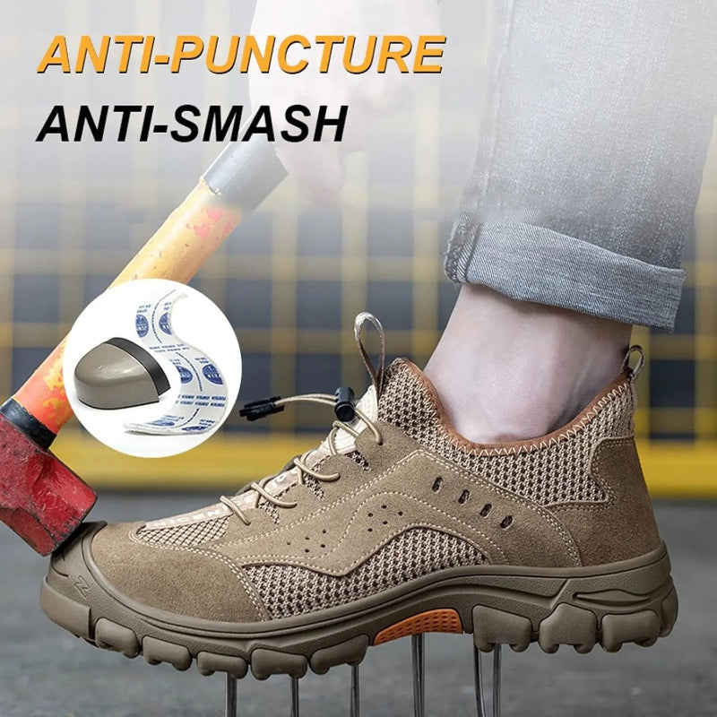 Anti-Puncture & Ultra-Comfortable Safety Sneakers khaki1