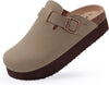  Boston Suede Slippers with Wedge Soles apricot