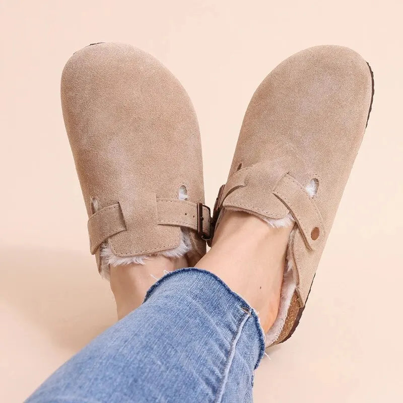 Boston comfortable & Warm Fur-Lined Slippers – Unisex apricot1