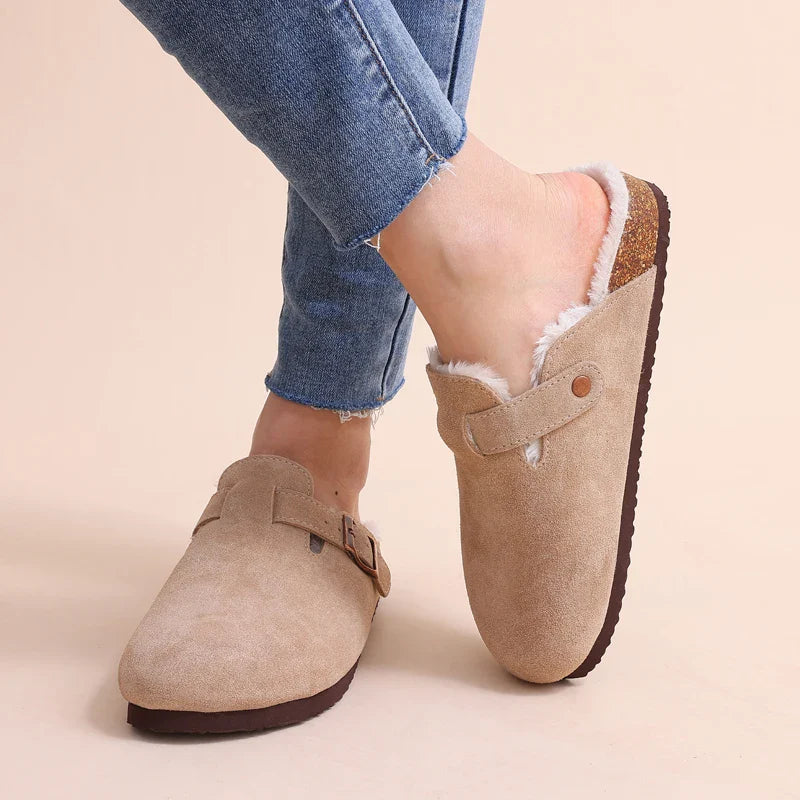 Boston comfortable & Warm Fur-Lined Slippers – Unisex apricot2