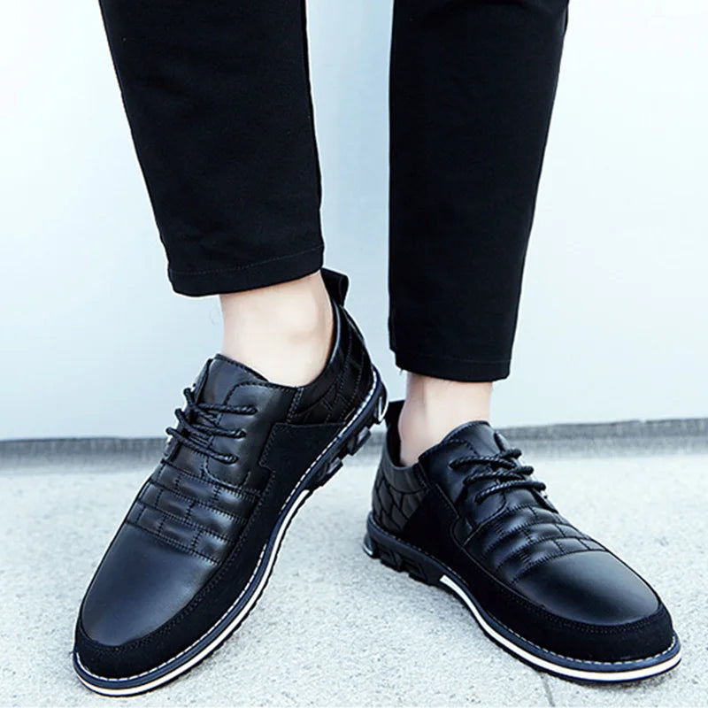 Breathable Casual Leather Sneakers black1