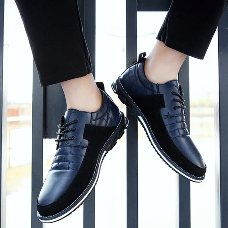 Breathable Casual Leather Sneakers blue1