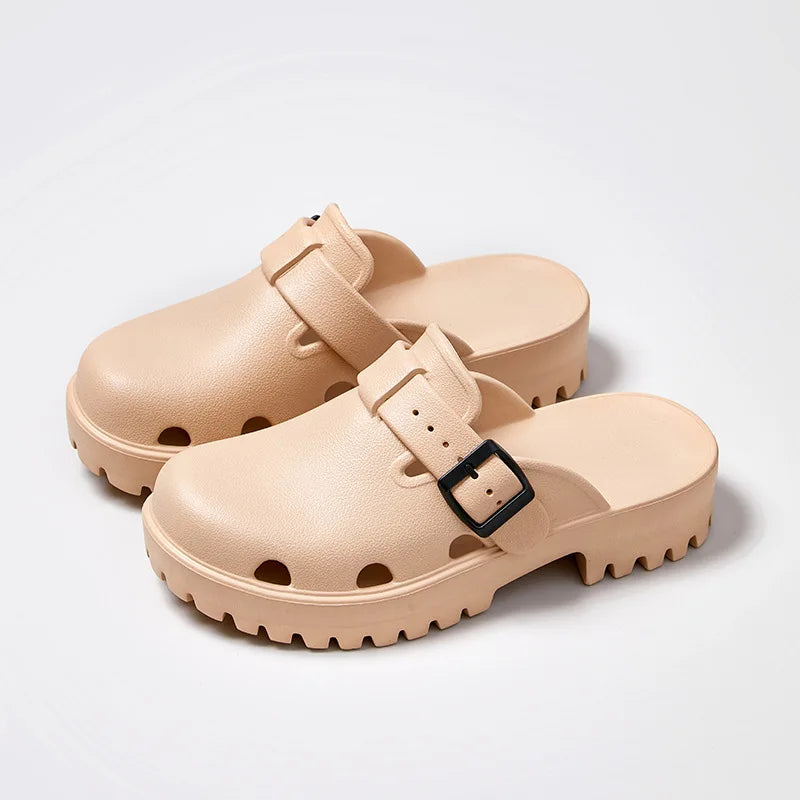 Breathable Clogs with Thick Sole khaki2