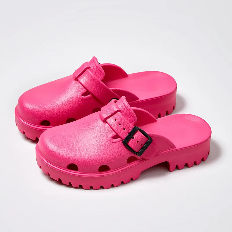 Breathable Clogs with Thick Sole red