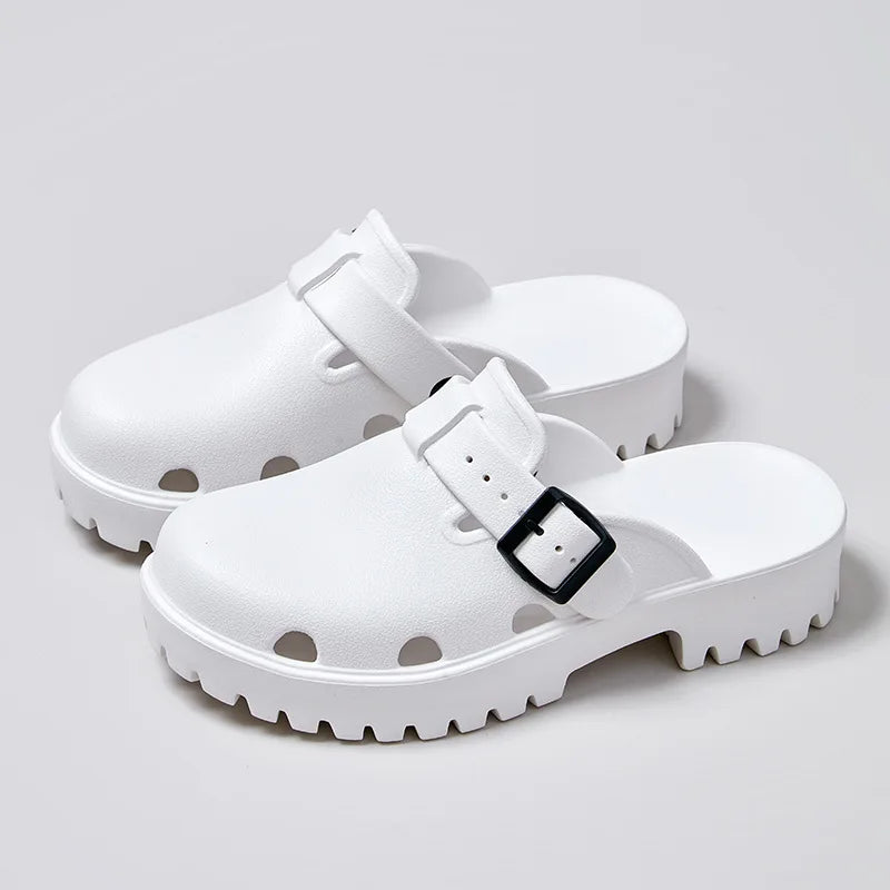 Breathable Clogs with Thick Sole white