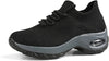 Breathable & Comfortable Knit Sneakers with High Heel black and grey
