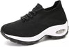 Breathable & Comfortable Knit Sneakers with High Heel black and white