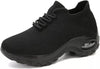 Breathable & Comfortable Knit Sneakers with High Heel black