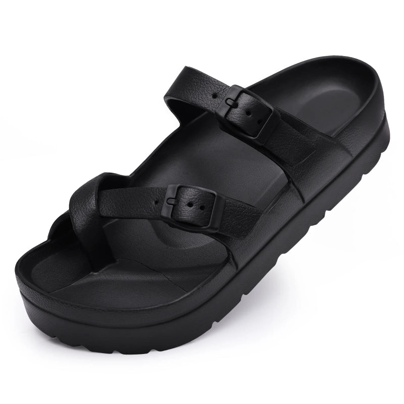 Breathable & Non-Slip Adjustable Double Buckle Sandals - For Women black