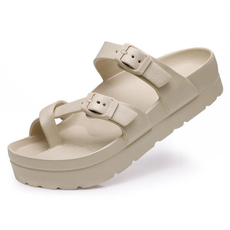 Breathable & Non-Slip Adjustable Double Buckle Sandals - For Women khaki
