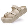 Breathable & Non-Slip Adjustable Double Buckle Sandals - For Women khaki