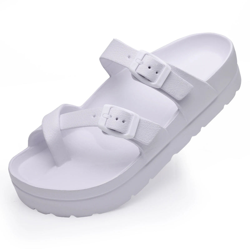 Breathable & Non-Slip Adjustable Double Buckle Sandals - For Women white