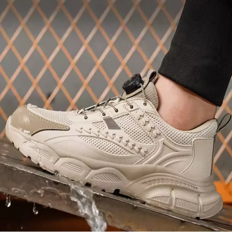 Breathable Safety Trainers with Twist Lock beige2