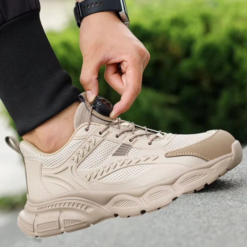Breathable Safety Trainers with Twist Lock beige3