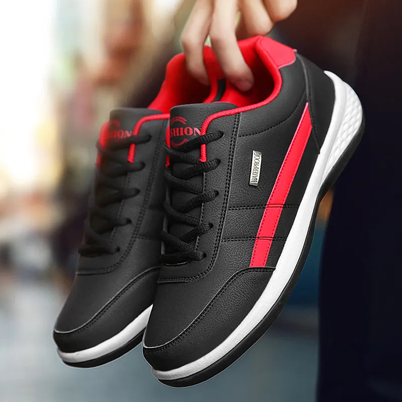 Comfortable Casual Trainers in PU Leather   black1