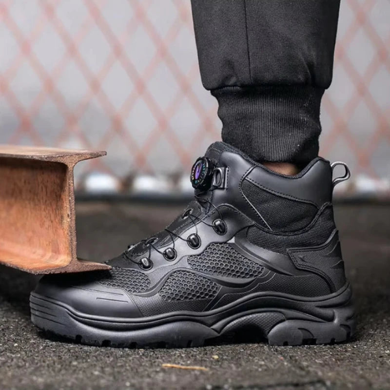 Comfortable High-Top Safety Sneakers with Rotating Button