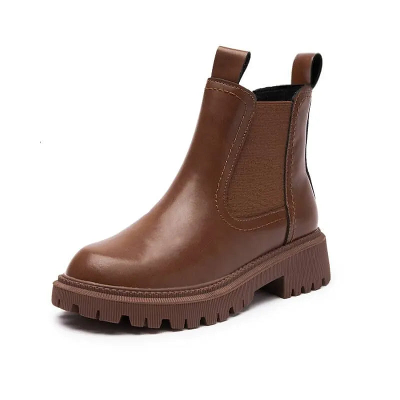 Comfortable Leather Chelsea Boots brdown1