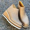 Comfortable Leather Wedge Ankle Boots beige