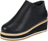 Comfortable Leather Wedge Ankle Boots black1
