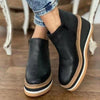 Comfortable Leather Wedge Ankle Boots black