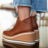 Comfortable Leather Wedge Ankle Boots brown1