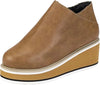 Comfortable Leather Wedge Ankle Boots light brown3