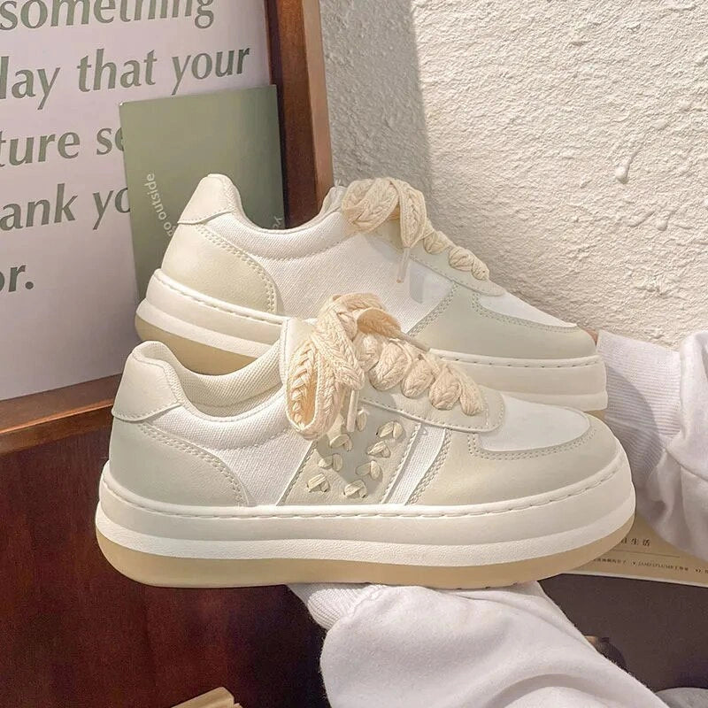 Comfortable Platform Sneakers white