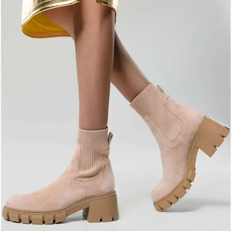 Comfortable Suede Chelsea Boots apricot1