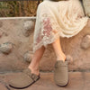 Comfortable Suede & Cork Clogs apricot1