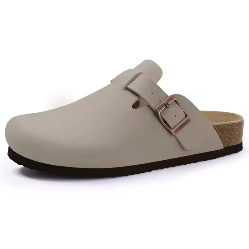 Comfortable Suede & Cork Clogs grey