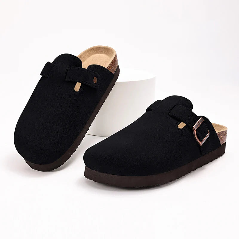 Comfortable Suede Platform Clogs black