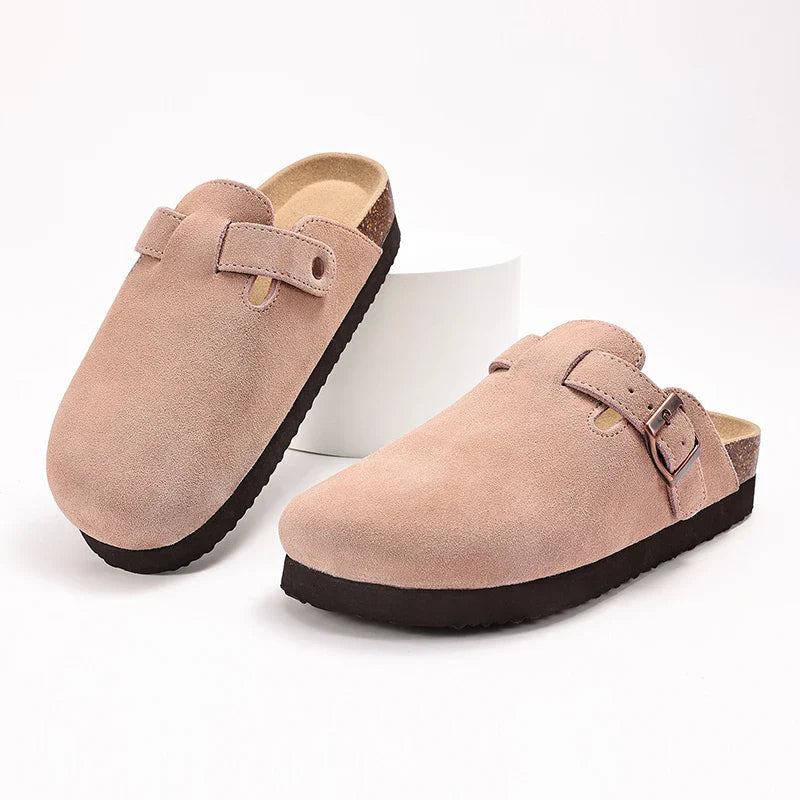Comfortable Suede Platform Clogs pink