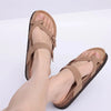 Comfortable Suede Sandals with Cork Sole apricot1