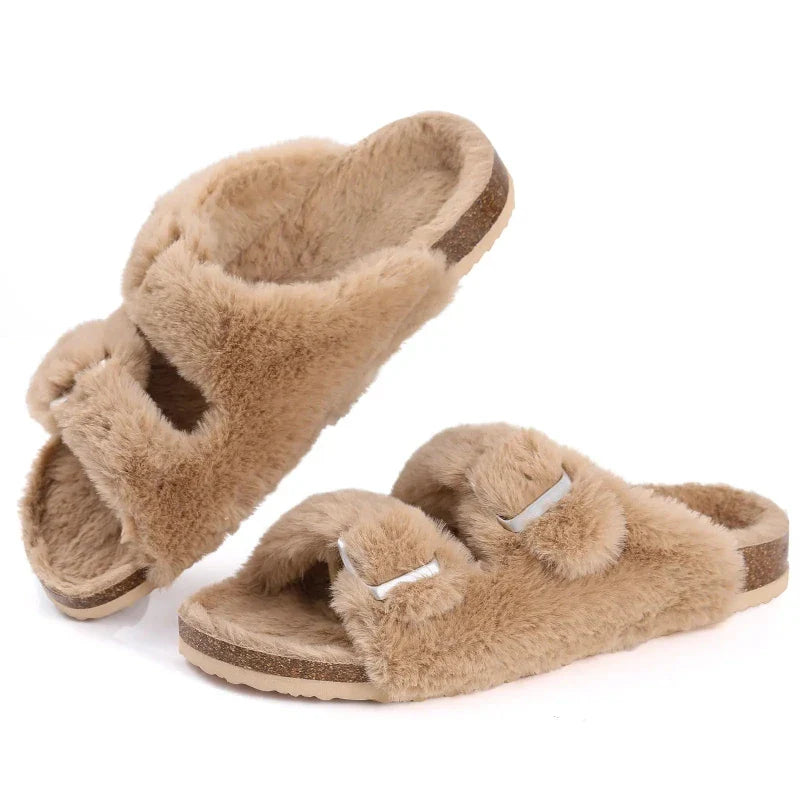 Comfortable & Warm Fur-Lined Boston Sandals brown