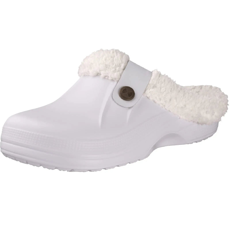 Comfortable & Waterproof Fur-Lined Clogs - Unisex white