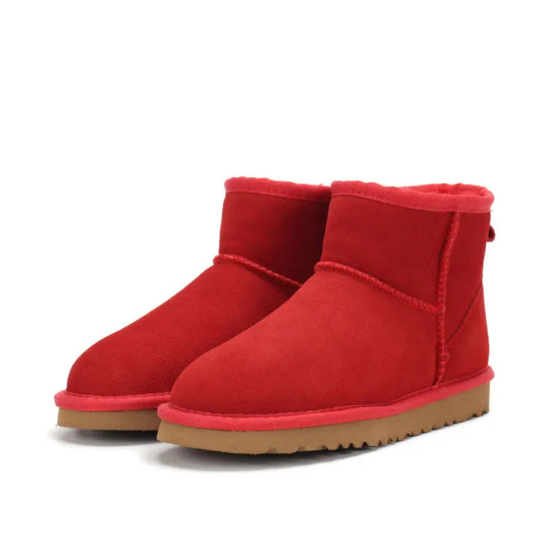 Comfortable and Warm Faux Fur Ankle Boots red