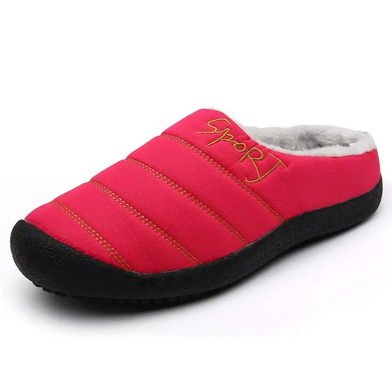 Cozy & Flexible Slip-On Slippers with Warm Fleece Lining - Unisex red