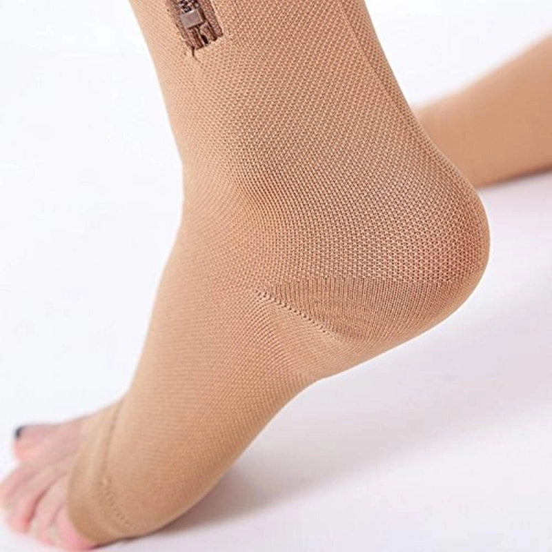 Easy-Wear Zipper Compression Socks - Comfortable & Supportive beige2