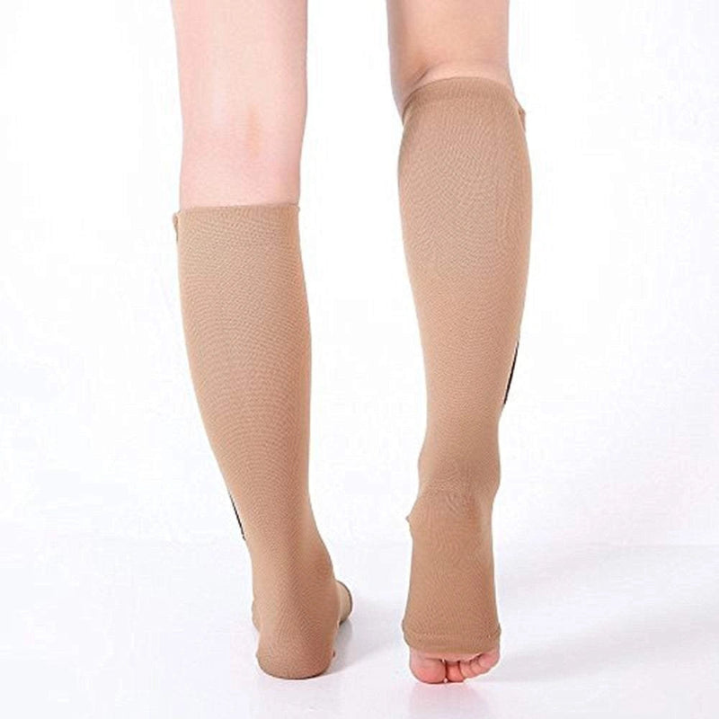 Easy-Wear Zipper Compression Socks - Comfortable & Supportive beige3