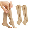 Easy-Wear Zipper Compression Socks - Comfortable & Supportive beige