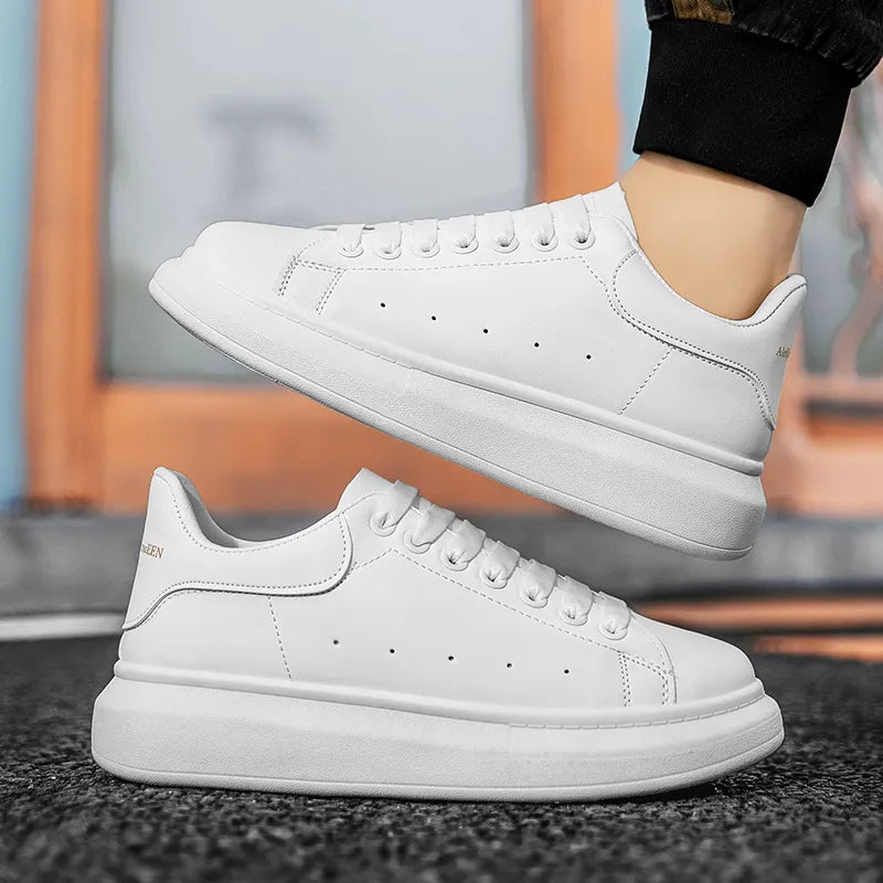 Flexible & Breathable White Platform Sneakers - Unisex1