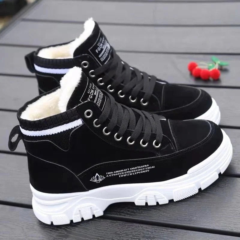High-Top Winter Trainers with Warm Lining black