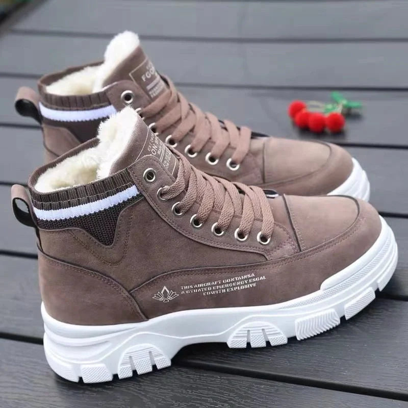 High-Top Winter Trainers with Warm Lining brown