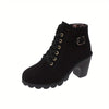 Lace-Up Chunky Heel Ankle Boots black