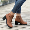 Lace-Up Chunky Heel Ankle Boots brown2
