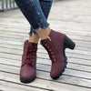 Lace-Up Chunky Heel Ankle Boots burgundy1