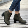 Lace-Up Chunky Heel Ankle Boots green1