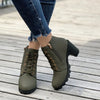 Lace-Up Chunky Heel Ankle Boots green2