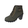 Lace-Up Chunky Heel Ankle Boots green