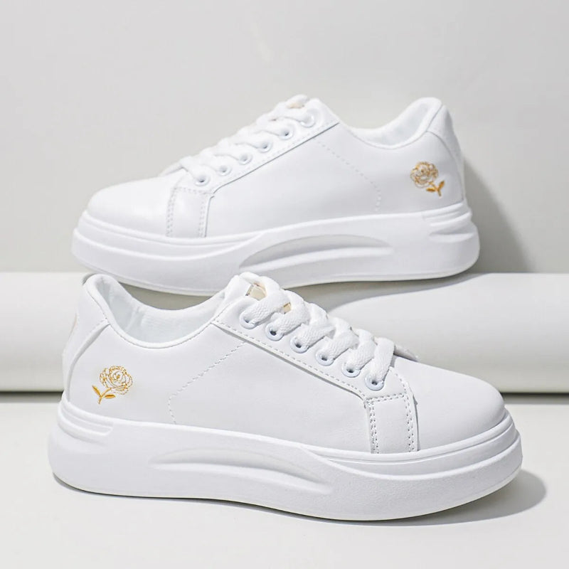 Lightweight & Flexible Platform Sneakers - For Women white gold